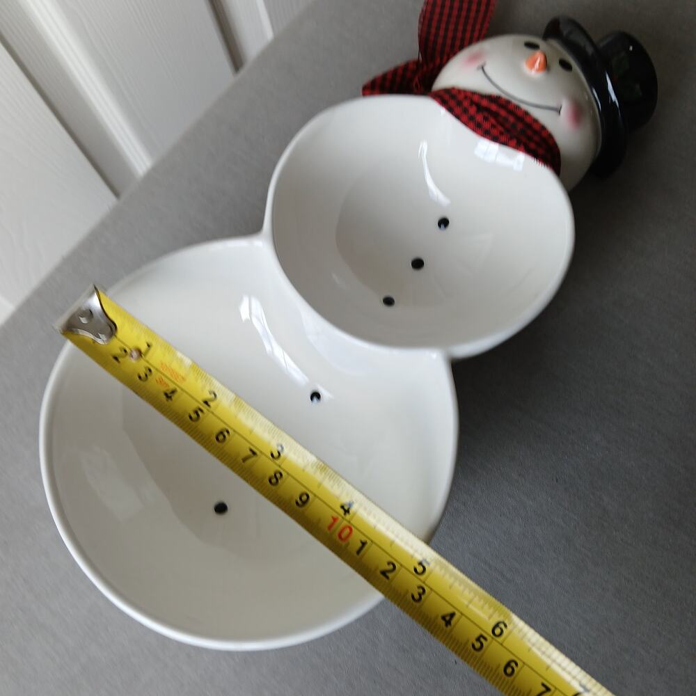 Hallmark Snowman Candy Dish 11" snack bowl serving tray winter holiday nuts dip - Picture 8 of 8